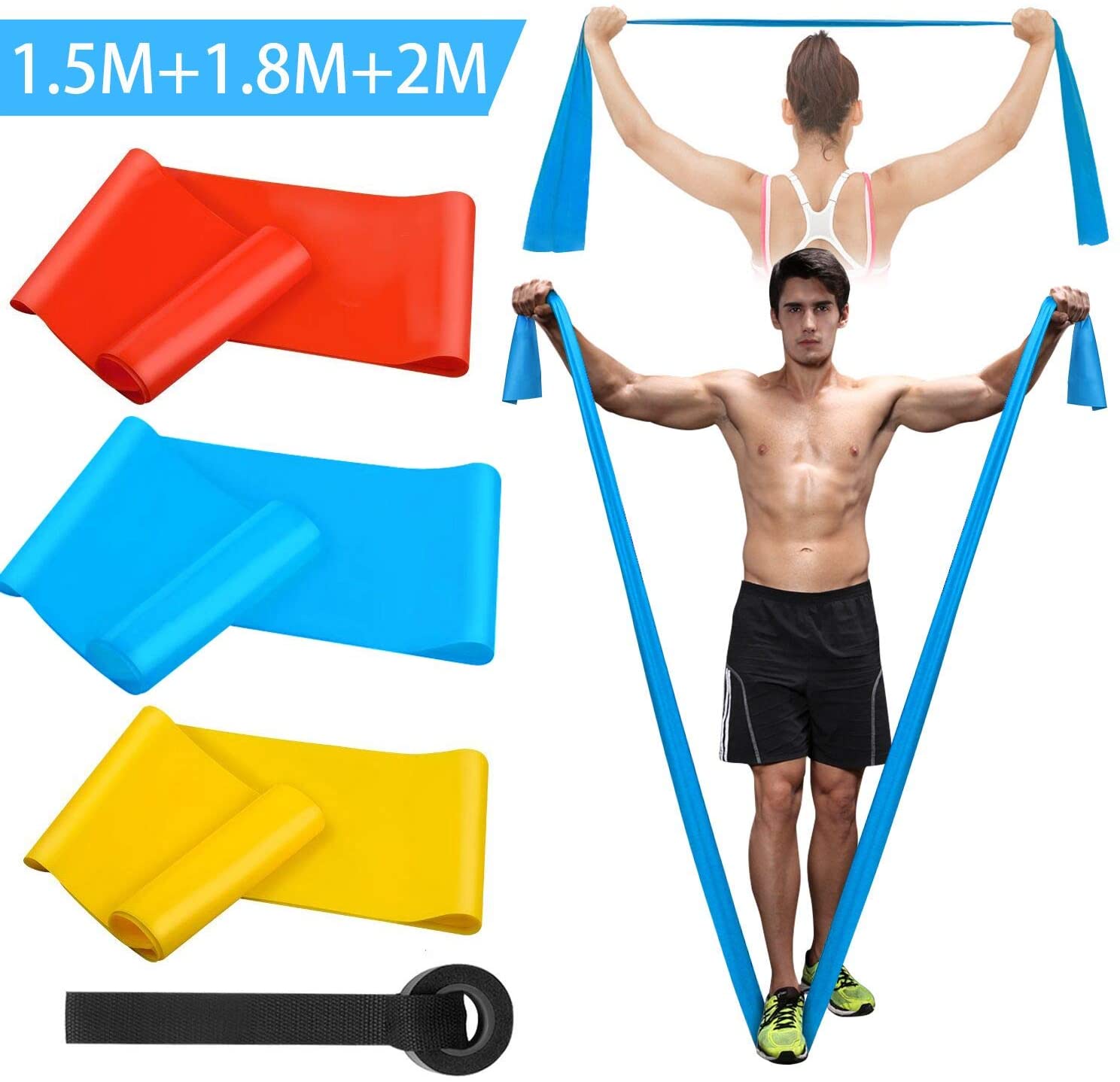 Crossfit Belt - Bandas Elasticas Fitness, 3 Piezas 1.5M/1.8M/2.0M