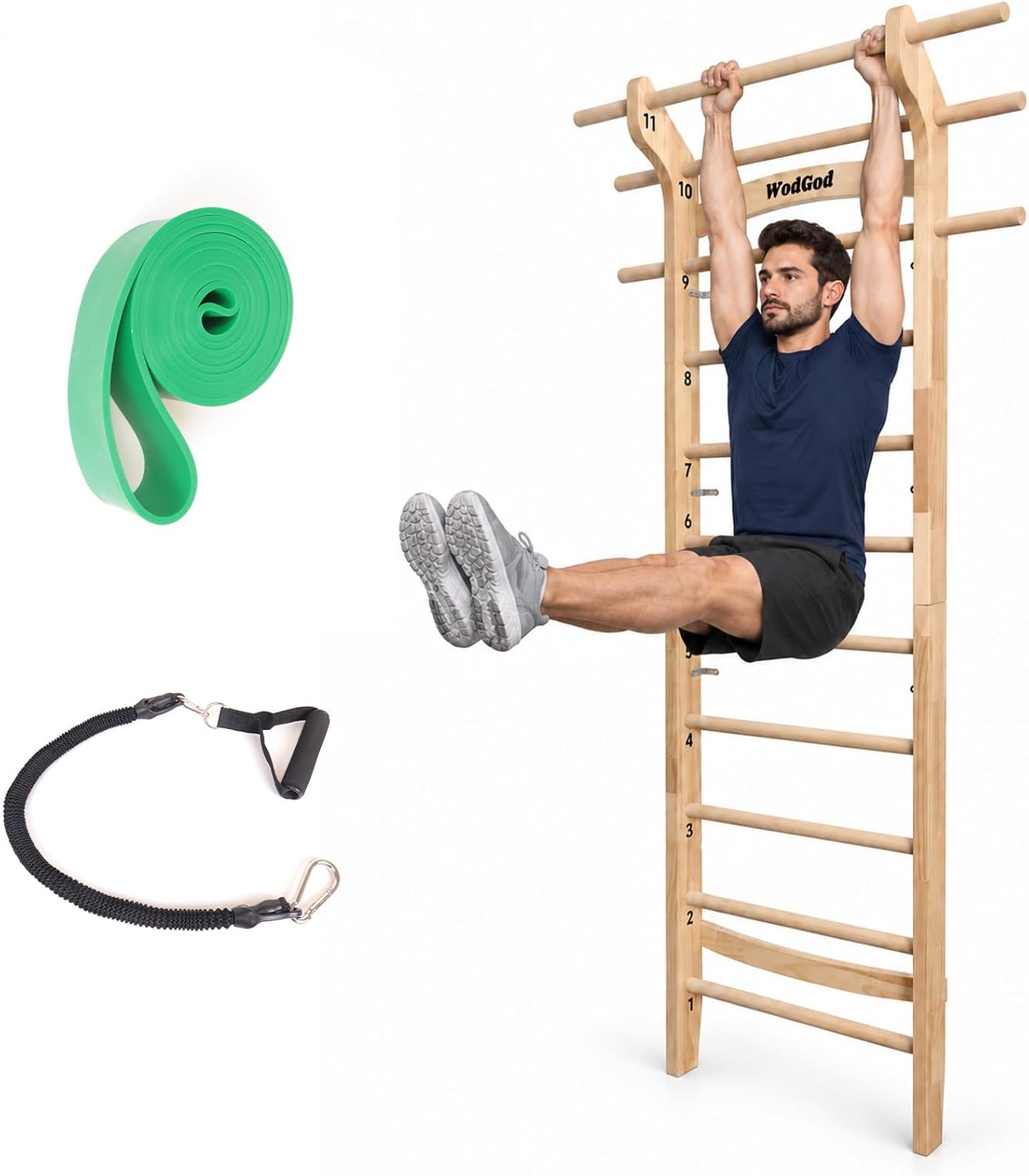 Pull Up Bar - Barra de escalera sueca de madera